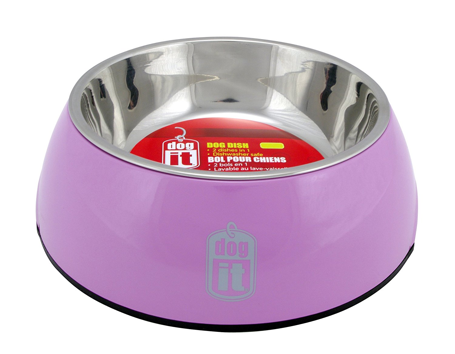 Dogit 2 in Durable Bowl with Stainless Steel Insert Large 1.6L Pink