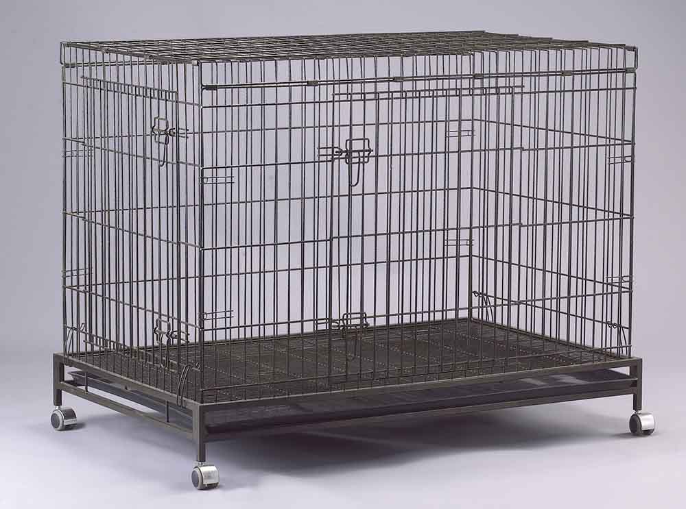 Collapsible Pet Cage D307RI with 2 Doors and Wheels