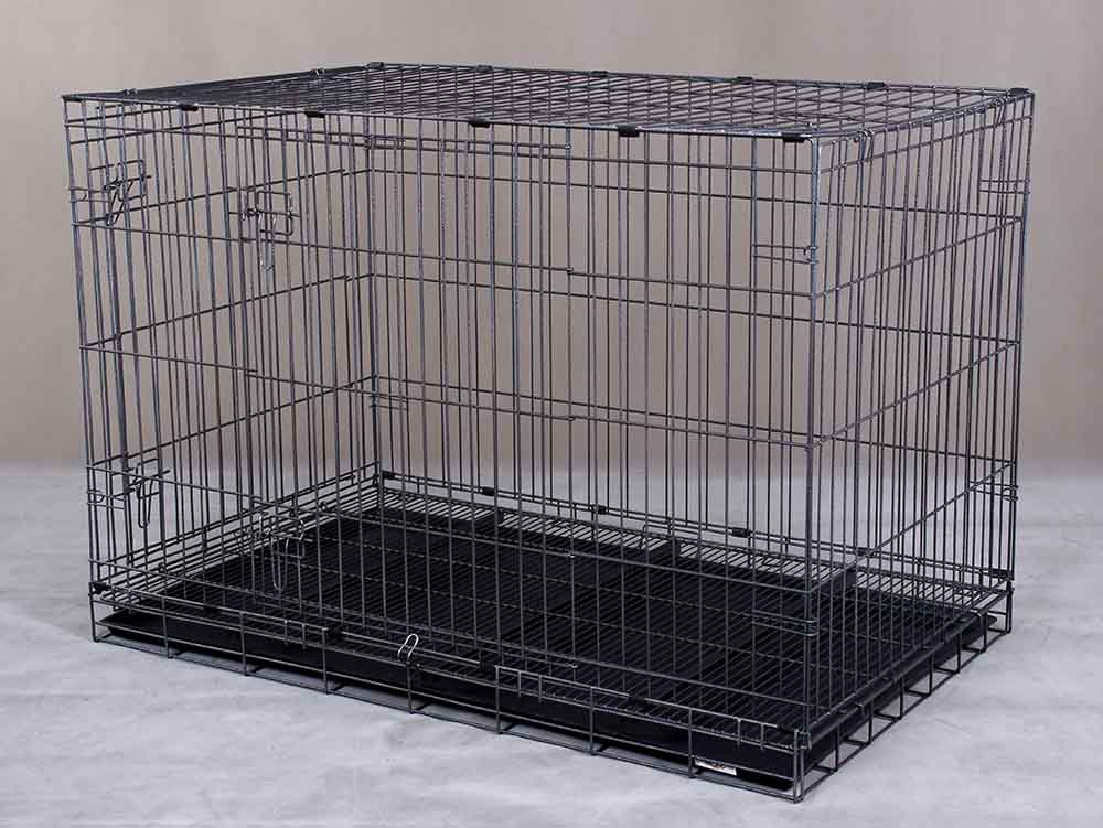 Collapsible Pet Cage D308RI with 2 Doors and Wheels