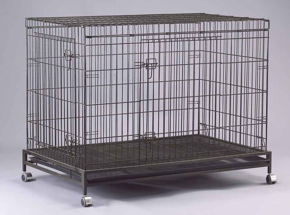 Collapsible Pet Cage D308RI with 2 Doors and Wheels
