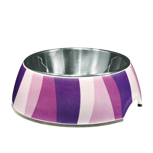 Dogit Style Bowl with Stainless Steel Insert 350ml Purple Zebra