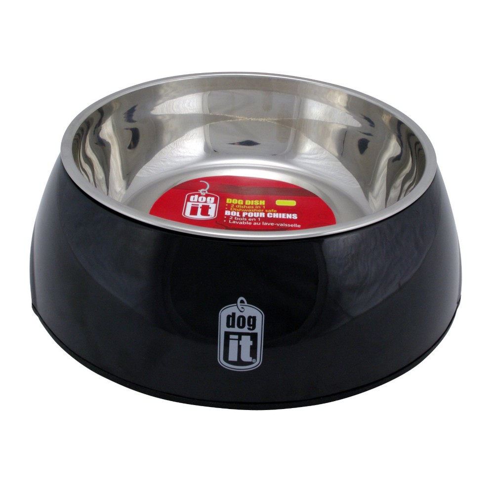 Dogit 2 in Durable Bowl with Stainless Steel Insert Medium 700ml Black