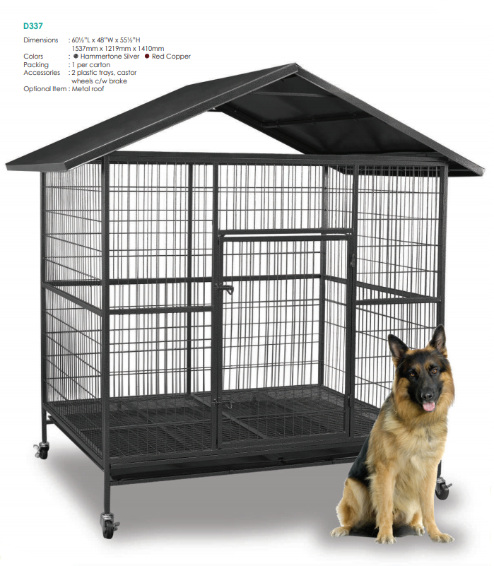Steel Dog Cage D337R With Metal Roof Pets Online Store