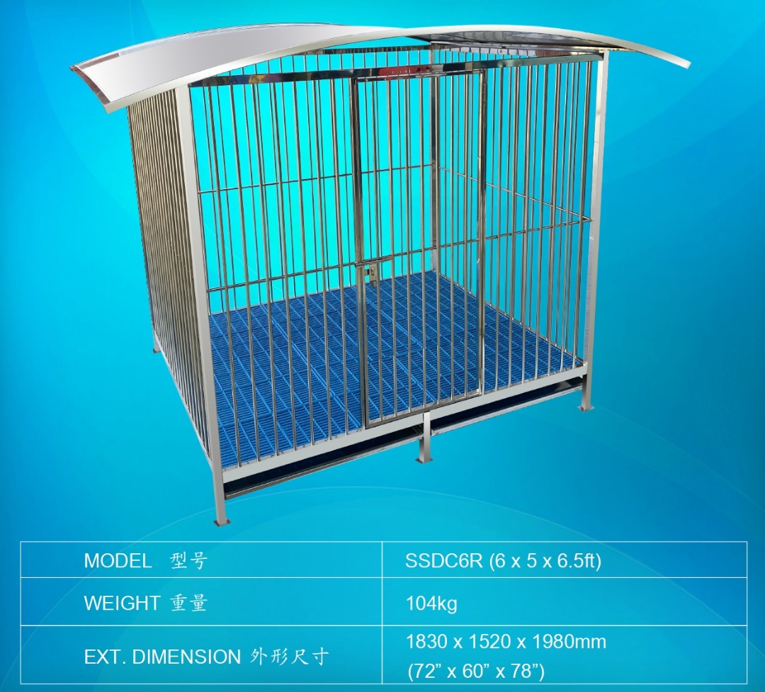 Fully Welded Stainless Steel Dog Cage DC6R with Roof